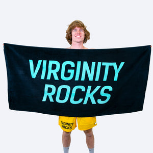 Virginity Rocks Black Towel